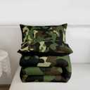 Feelyou Kids Camo Comforter Set Boys Army Camouflage Lightweight Bedding Set for Girls Teens Youth Man Colorful Pattern Art Decor Comforter Brown Green Quilt Set with 2 Pillowcases 3Pcs Bedding Queen (Multi 19)