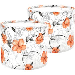 Lamp Shades Set of 2, Drum Lampshades 13" Top x 13" Bottom x 10" Height, Medium Fabric Lamp Shade Replacement with Spider Fitter, Orange Floral Botanical for Table Floor Lamps