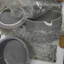 Comfify Mason Jar Kitchenware  4 Measuring Cups, 4 Spoons, Spoon Rest  Vintage Ceramic in Gray