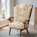 Wingback Rocking Chair cushion - Large Adirondack Chair Cushions, High-Density Sponge, Comfort Chenille Indoor Rocker Pads with Ties, 2 Piece Sets- Seat Cushion & Back Cushion, Ivory | Standard Size