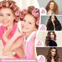 4 Sizes Self-Grip Hair Rollers Set for Long, Short Hair and Bangs - 50 Pcs with Clips (25mm, 36mm, 48mm, 60mm), Pink