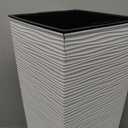 Mueller M-Resin Heavy Duty Tall Planters for Outdoor Plants, Indoor Grande Plant Pots, Boxes, Trees, Flower Pots, 2-Piece Set, 18”, Modern Design, Built-in Drainage, Front Porch Decor, White