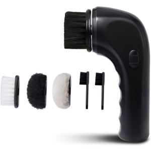 Electric Shoe Cleaner Brush, Electric Shoe Polisher Brush Shoe Shiner Dust Cleaner Portable USB Leather Cleaner Care Kit for Leather Shoes Sneaker (Dull Black)