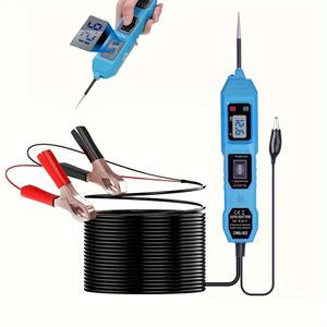 Power Circuit Probe Tester, 6V-24V DC Automotive Car Electric Fuse & Voltage Tester with LED Test Light, HD LCD Readout, Overload Protection, Short Circuit Finder with 14.7FT Cable (Blue)