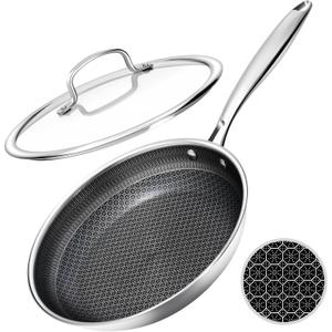 USELUCK Nonstick Frying Pans with Lid,10-Inch Non Stick Skillet with Honeycomb Surface,Dishwasher-Friendly,Oven-Safe,Induction Compatible,PFAS-Free,Non-Toxic,Compatible with All Cooktops.
