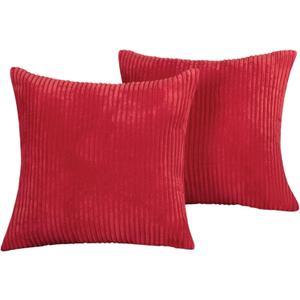 Deconovo Corduroy Throw Pillow Covers, Set of 2 Soft Decorative Cushion Covers, Machine Washable Texture for Sofa, Couch, Bedroom & Living Room, 18 x 18 inch, True Red
