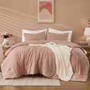 WRENSONGE Queen Comforter Set - 3 Pieces Dusty Pink Comforter Prewashed Soft Lightweight for All Seasons, Fluffy Down Alternative Comforters Queen Size with 2 Pillow Shams