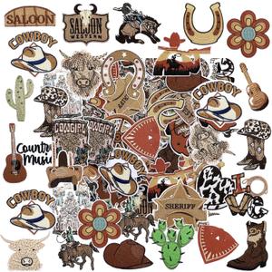 Vitalcozy 60 Pcs Western Iron on Patches Bulk for Hats Trucker Hat Patches Cowboy Vintage Embroidered Country Applique Sew for Clothes Jackets Backpacks DIY Clothing Jeans Accessories