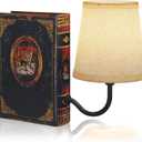 Vintage Bookshelf Lamp Rechargeable, Cordless Book Lamp with Linen Shade, Dimmable Touch Control Table Lamp, Modern Decorative Bookend, Bookshelf Lights for Office Home, Library, Study