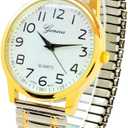 2Tone Large Face Easy to Read Stretch Band Watch