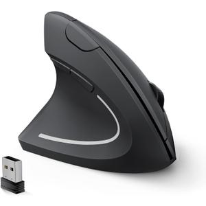 Lekvey Left Handed Ergonomic Mouse, Vertical Wireless Mouse for Left Hand, 2.4G USB Carpal Tunnel Lefty Mouse, 3 Adjustable DPI, 6 Buttons, for Laptop, PC, Computer, Mac, Windows, Desktop - Black