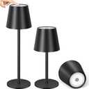 OUTON 1 Pack Cordless Rechargeable Battery Operated LED Table Lamp with 3 Color Temperatures, Dimmable, 5200mAh, Eye-Care & Memory Function, Portable & Waterproof for Dining, Bedroom, Outdoor (Black)