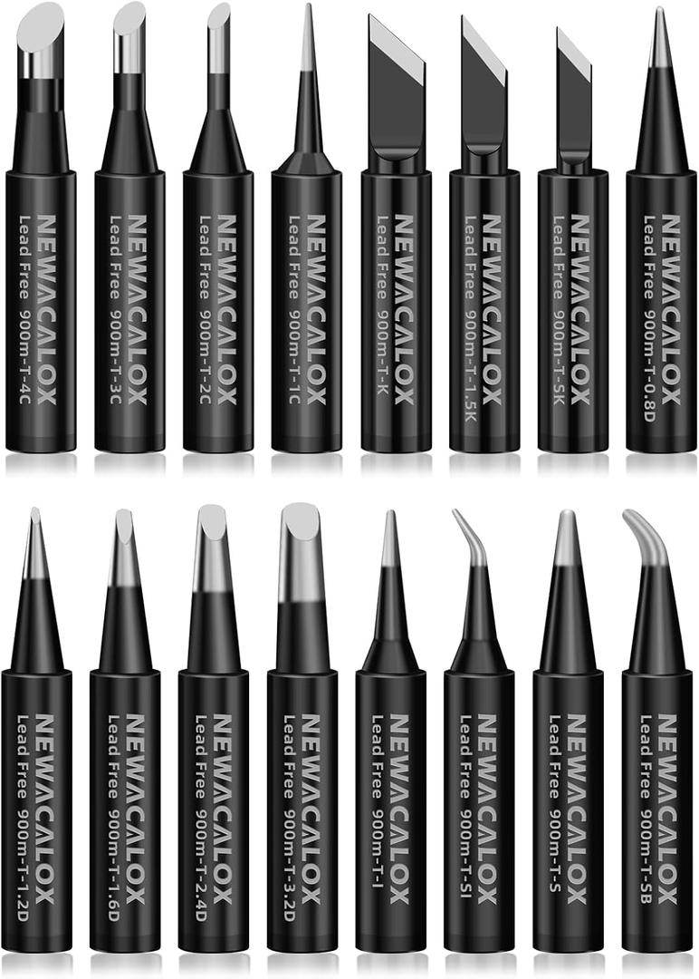 Soldering Iron Tips 900M Solder Lead-free Tips 16pcs for HAKKO 936,937,907 Atten, Quick,Ryobi, Aoyue, Yihua,Vastar,Sywon,Tabiger,SOAIY and X-Tronic Solder Gun/Station (Black)