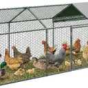 Metal Chicken Coop, 120" X40" X40" Large Chicken Run with 3 Doors, Outdoor Hen House for Yard with Waterproof and Anti-UV Cover, Walk in Poultry Cage for Rabbit Duck Goose, Silver