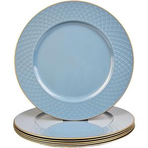 Light Blue Charger Plates, 13" Round Chargers for Dinner Plates, Plastic Chargers for Parties, Table Setting, Holidays, (Set of 6)