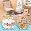 Marsui 78 Pcs Baby Shower Fun Decorate a Block Game 52 DIY ABC Letter Blocks 24 Watercolor Pen 1 Sign 1 Wooden Box with Hinged Lid for Baby Shower Gender Reveal Party Supplies(Flower)
