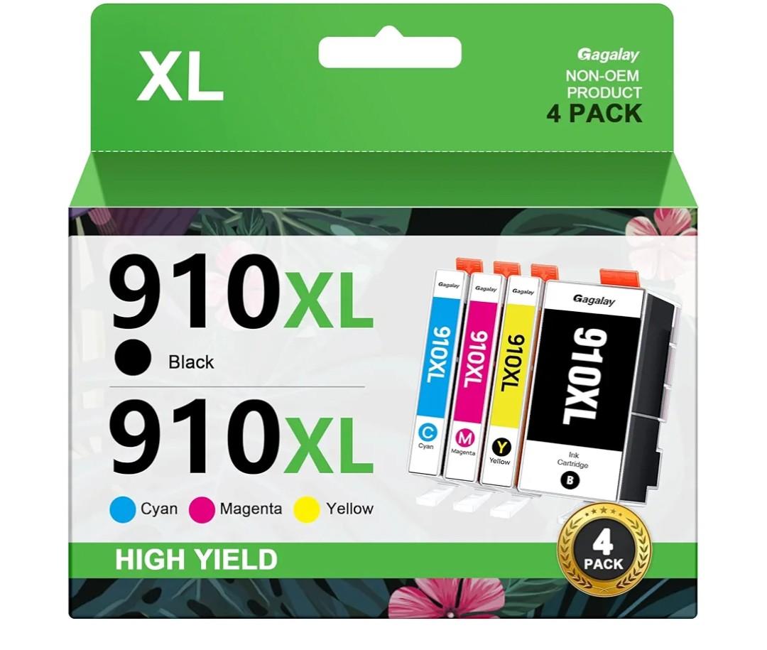 910XL Ink Cartridges Combo Pack for HP 910 Ink Cartridges for HP Printers HP910XL 910 Multipack XL Color HP910 910XL Black and Color Combo Pack Work for Office Jet Pro 8020 8010 8015 Printers, 4 Pack