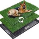 LOOBANI 47.6"x29.2" Extra Large Dog Grass Potty Tray - Dog Litter Box with 2-Pack Replacement Artificial Grass Puppy Training Pads - Potty Tray for Balcony Apartment Indoor Outdoor Use (XXXL-47.6"x29.2")