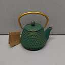 Cast Iron Tea Kettle, Japanese Tetsubin Teapot Coated with Enameled Interior, Durable Cast Iron Teapot with Stainless Steel Infuser for Stovetop Safe(1000ml/34oz) (Dark Green Hexagon Pattern, 1000ml/34oz)