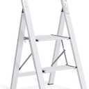 KINGRACK Aluminium 2 Step Ladder, Lightweight Step Stool with Non-Slip Pedals, Handrail, 330LBS Foldable Step Ladder for Kitchen, Garage, Home, Space Saving, Sturdy and Portable, Silver