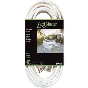 Woods Yard Master Light Duty Outdoor Extension Cord, 40Ft, 16 Gauge, 3 Conductor, Landscape and Patio Cord, White, 992382