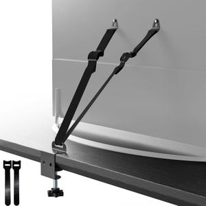 PUTOROGA TV Safety Straps, No-Drill TV Straps Safety for Flat Screen, Anti-Tip Furniture Anchors for Baby Proofing, Earthquake Straps with Metal C-Clamp, VESA Mount, 304 Stainless Steel Screws, Black