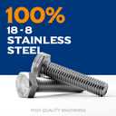 3 x M6-1.0 x 12mm Hex Head Screw Bolt, 18-8 (304) Stainless Steel, Fully Threaded, Plain Finish, Quantity 40