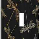 Romantic Dragonfly Garden Farmhouse Style 1 Gang Light Switch Cover Decorative Single Toggle Wall Plate Electrical Switchplate Home Decor for Living Room Bedroom Decorate