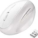 SANWA 2.4G Wireless Ergonomic Mouse White, Vertical Optical Ergo Mouse Small Hands, Cordless Mice for Wrist Pain, 800/1200/1600 DPI, 5 Buttons, Compatible Mac, Windows, PC, Desktop