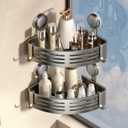 VOLPONE Shower Caddy Corner Suction Cup Shower Shelf Corner No Drilling Bathroom Shower Organizer Storage Rack Adhesive (2-Pack, gray)