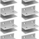 8PCS Aluminum Alloy Glass Clamps, Wall Mount Clamp Clip Hardware Replacement Parts Fixing (F-Shape, Silver, Suitable for 10-12mm Thick)