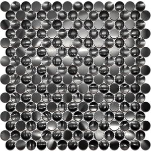 Black Tile Penny Round Mosaic 3D Concave Convex Tiles for Kitchen Backsplash, Bathroom Wall, Accent Wall (Case of 5)