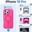 Magnetic for iPhone 16 Pro Case, [Compatible with MagSafe][Military-Grade Drop Protection][Anti-Yellowing] Shockproof Protective Translucent Matte Cover for iPhone 16 Pro Phone Case,Hot Pink
