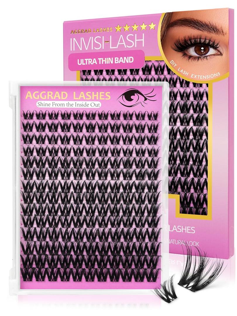 Flora Lash Clusters 8-18mm Light-Volume Wispy Eyelash Clusters D Curl - WideSpan DIY Eyelash Extension Spiky Cat Eye Lashes Individual Fake Eyelashes Clusters with 0.03mm Ultra-Thin Black Band