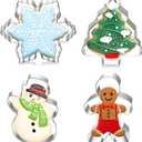 Large Christmas Cookie Cutters, 4" Cookie Cutter Set with Christmas Tree, Gingerbread Man, Snowflake, Snowman, Decorating Tools for DIY Cookies