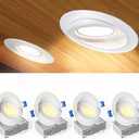 Ensenior 4 Pack 4 inch LED Gimbal Led Recessed Light with Junction Box, 2700K-5000K 5CCT, 360°+90° Adjustable Directional Eyeball Lighting, Dimmable, CRI90+, 900LM, 9W=85W, 120V-ETL&FCC