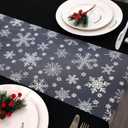 2 x Snowkingdom 2 Pcs Christmas Snowflake Silver Table Runner, 108 Inch Sparkly Silver Glitter Metallic Foil Runners Decorations for Seasonal Winter Festival Holiday Home Party