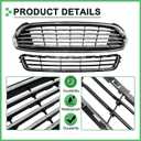 Front Bumper Upper Lower Grille Assembly Compatible For For-d Fusion Grill 2013 2014 2015 2016