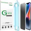 amFilm Auto-Alignment OneTouch for iPhone 16e/14/13/13 Pro [6.1''] privacy Screen Protector,Tempered Glass, 30 seconds Installation, Bubble Free, Case Friendly, Anti-Scratch [2Pack]
