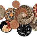 Tatuo 11 Pcs Boho Wall Basket Decor Bulrush Woven Wall Hanging Art Round Farmhouse Rustic Handmade Wicker for Summer Home, Bedroom, Living Room, Kitchen Decorations, Multi Sizes(Classic)