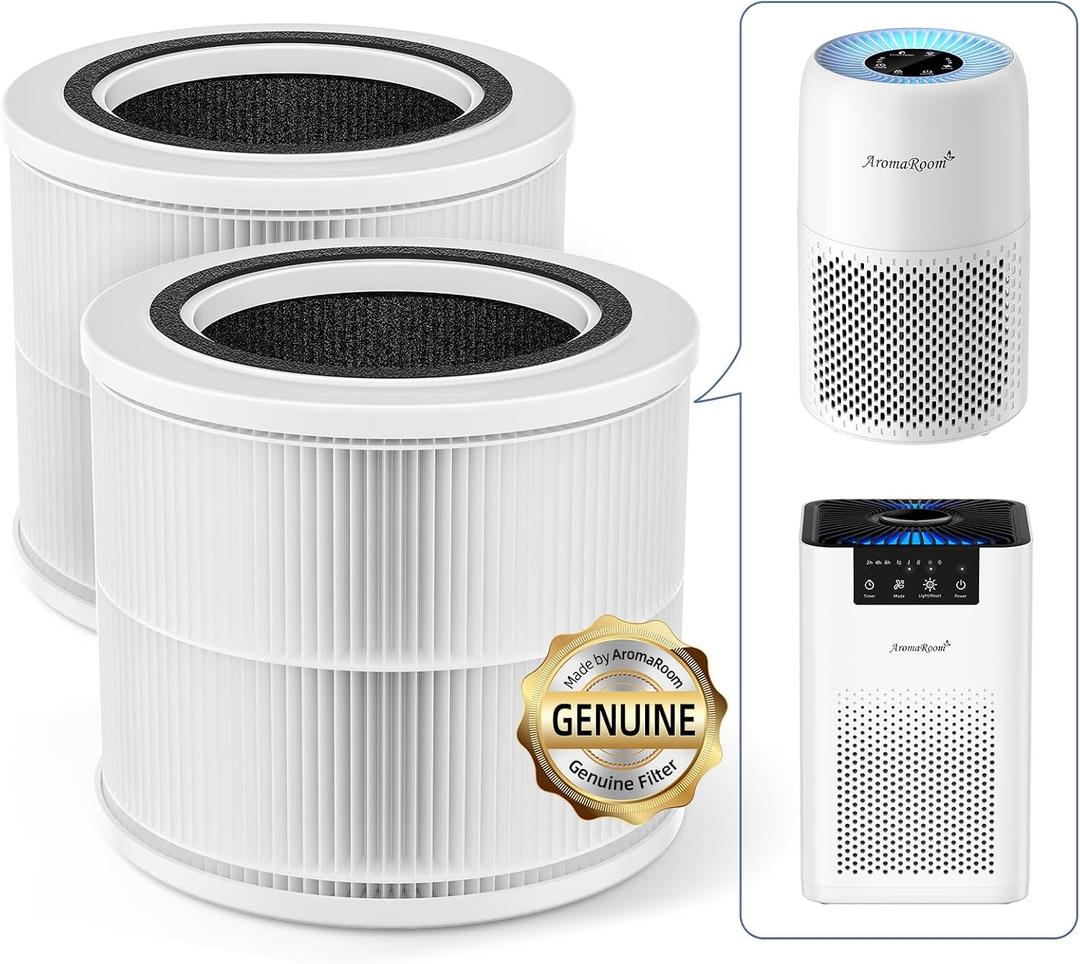 AromaRoom Air Purifier Filter Replacement, Compatible with LEVOIT Core Mini-P, AP100/AP102 Air Purifier, True HEPA H13 Replacement Filter, Replace Part, 2 Packs, AP100-RFWhite