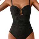 Eomenie One Piece Swimsuit for Women Tummy Control Ruched Bathing Suit Cutout U Wire Swim Suits, M