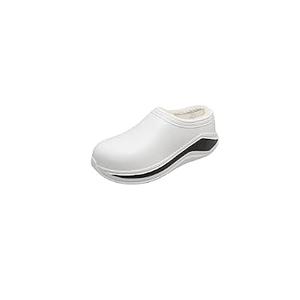 Chill Walk Clogs for Men Women, Slip-On Plush Fleece Lined Winter Mules, Indoor Outdoor House Shoes Chef Nurse Garden Shoes Cushioned Supportive Closed-Toe WHT M11/12 , 44-45