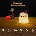 2 x Ghost Night Light for Kids: Cute LED Lamp - Silicone Dimmable Nursery Nightlight - Silicone Rechargeable Bedside Touch Lamp - Funny Office Desk and Halloween Decor for Woman and Kids (Ghost)