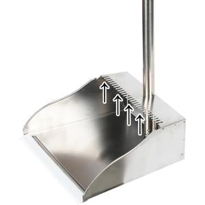 Metal Dustpan Long Handle Stainless Steel Dustpan,Heavy Duty Standing Dust Pan with Teeth, Indoor Outdoor Up for Home Kitchen Lobby Room Office