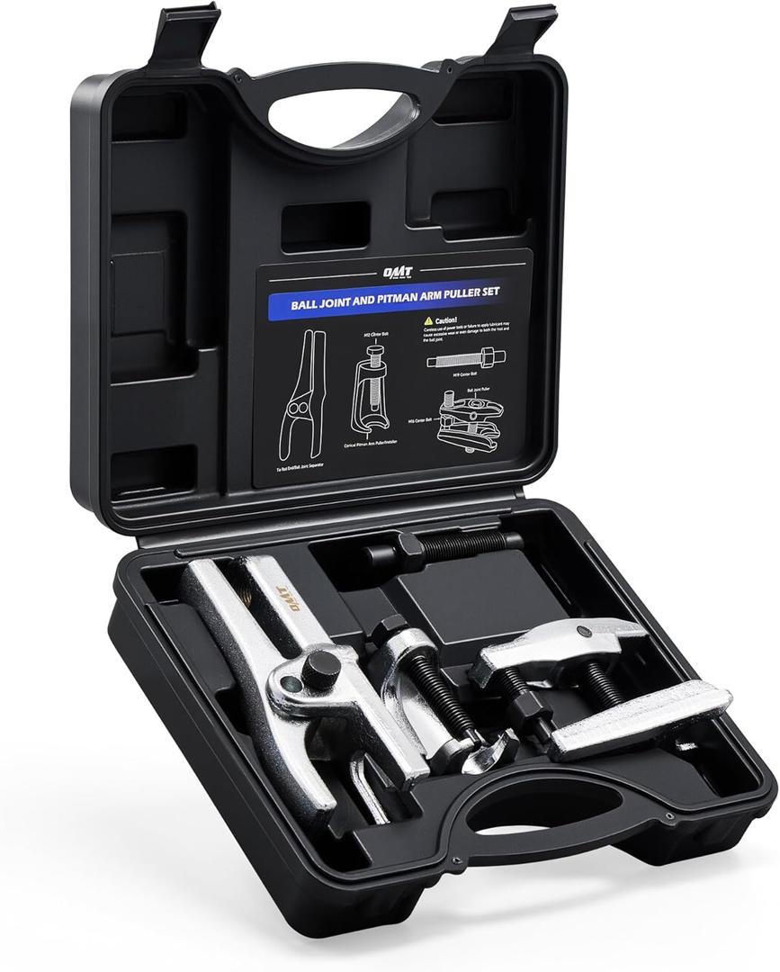 Orion Motor Tech Ball Joint Separator, Pitman Arm Puller, Tie Rod End Tool Set for Front End Service, 3pc Heavy Duty Pitman Arm, Tie Rod Puller, and Ball Joint Removal Tool Kit with Case