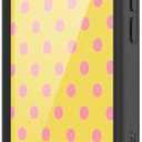 Wildflower Cases - Compatible with iPhone 16 Pro Max | Protective Black Bumper, 6.5ft Drop Test Certified, Women Owned Small Business | Spots Aesthetic Trendy Cute | Polka Dot - Pink and Yellow