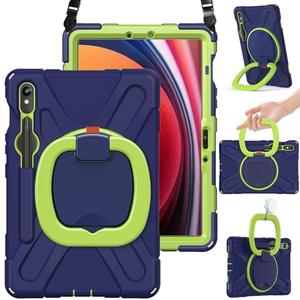 BRAECN Kids Case for Samsung Tab S10 FE/S9 FE 10.9 Inch/ S9 11 Inch 2025/2023 SM-X520/X510/X710, Heavy Duty Protective Silicone Cover w/S Pen Holder, 360°Swivel Kickstand, Shoulder Strap, Navy Green