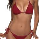 Women Two Piece Swimsuit Sexy Swimwear Halter String Triangle Bikini Sets, XS