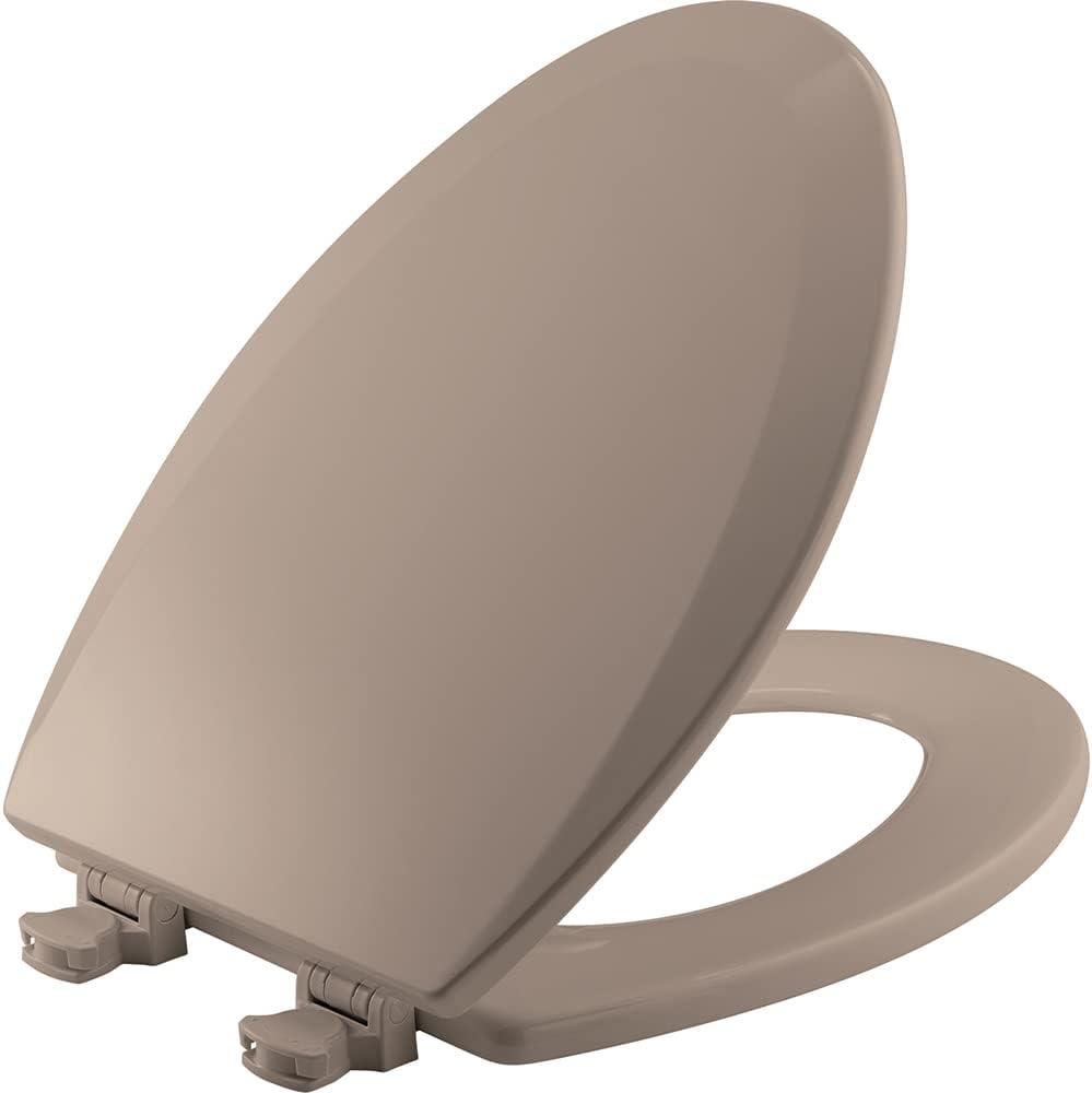Bemis 1500EC 068 Toilet Seat with Easy Clean & Change Hinges, 1 Pack Elongated, Fawn Beige (19.24"L x 14.13"W)